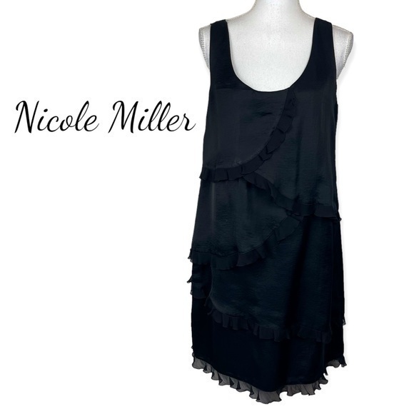 Nicole Miller Black Ruffled Shift Dress - Picture 2 of 12